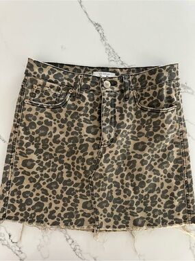 STS Blue Leopard Print Denim Mini Skirt